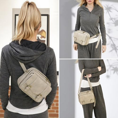 Women‘s Anti Theft RFID Blocking Small Vegan Leather Crossbody Bag Travel Purse With Built In Wallet Messenger Bag - color: Gray
