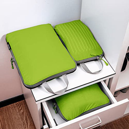 BAGAIL 5 Set Ultralight Compression Packing Cubes Travel Accessories Expandable Packing Organizers(Green) - color: Green