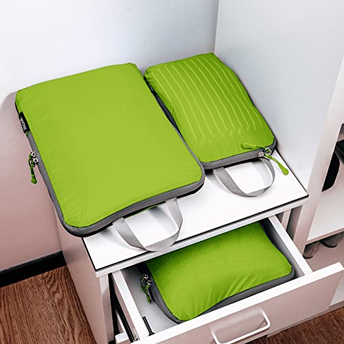 BAGAIL 5 Set Ultralight Compression Packing Cubes Travel Accessories Expandable Packing Organizers(Green) - color: Green
