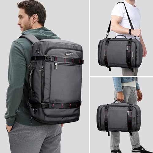 WITZMAN Travel Backpack for Men 35L Carry-on Laptop Backpack Luggage Fit 16 inch TSA Friendly Flight Approved with Shoe Compartment for Airplanes（B718 Silvery Grey） - color: Silvery Grey
