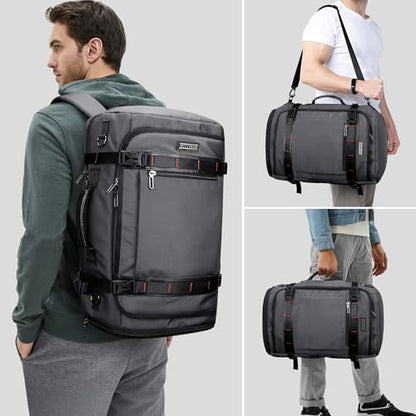 WITZMAN Travel Backpack for Men 35L Carry-on Laptop Backpack Luggage Fit 16 inch TSA Friendly Flight Approved with Shoe Compartment for Airplanes（B718 Silvery Grey） - color: Silvery Grey
