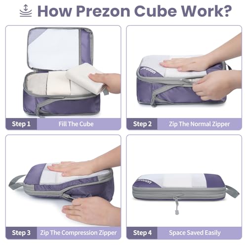 Compression Packing Cubes for Travel, Lightweight Vacation Travel Essentials, Travel Accessories for Suitcase Organizer Bags Set, Durable Luggage Organizer - color: Indigo, size: 6 set-Half Mesh