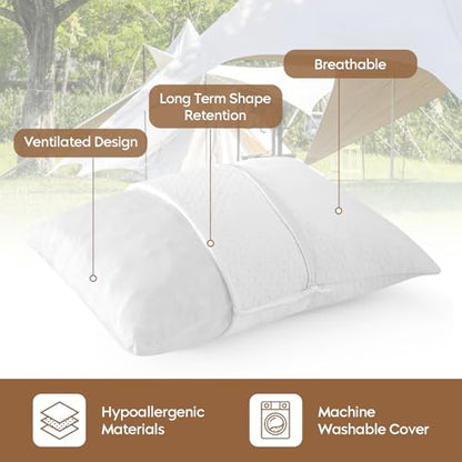Small Shredded Memory Foam Pillow, Camping Pillow Travel Pillow - Compressible Medium Firm, Breathable Cover, Ideal Backpacking Hiking, Airplane and Car (Off-White, S) - color: Off-white, size: S-16 X 12 Inch