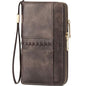 BOSTANTEN Wallets for Women Leather RFID Double Zipper Around Credit Card Holder Large Capacity Wristlet Clutch Wallet - color: T-coffee