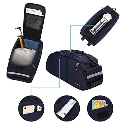 MOSISO Bike Rack Bag, Waterproof Bicycle Trunk Pannier Rear Seat Pouch Cycling Bike Carrier Backseat Storage Luggage Saddle Shoulder Bag - color: Navy Blue