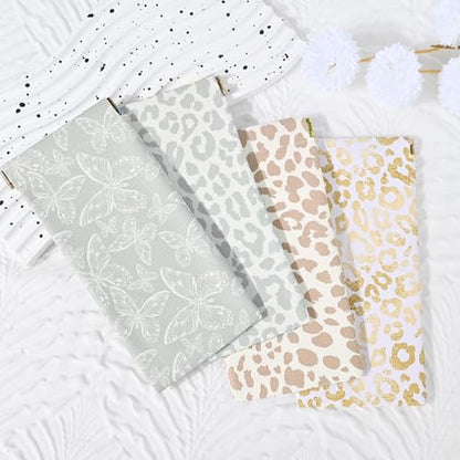 Glasses Case Soft, Eyeglass Cases for Women Portable Squeeze Top PU Leather 2 Pack Glasses Pouch with Cleaning Cloth - color: 2pcs Grey Leopard+grey Butterfly
