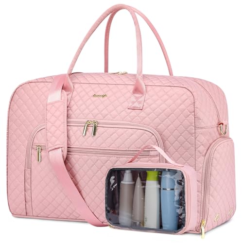 Travel Duffle Weekender Bags for Women - Weekend Bag Women with Shoe Compartment Carry On Overnight Bag with Toiletry Bag Duffel Bags Wet Pocket for Gym Hospital Bags for Labor and Delivery Pink - color: 01-Pink