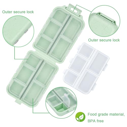 Green Foldable Pill Organizer with 189 Labels - Travel Medicine Kit (1 Pack) - color: Straw Green, size: Large