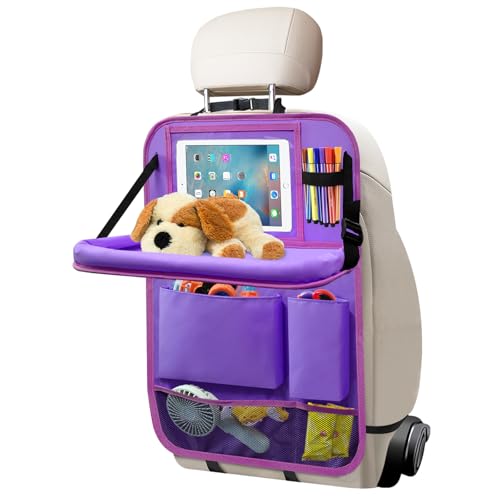 Car Backseat Organizer with Tray, Seat Back Table Holder with 6 Storage Pockets, Car Seat Back Protectors Kick Mats Travel Accessories, 1 Pc Purple - color: Purple, size: 1Pack