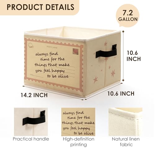 Trendy Pink Inspirational Storage Bins Box with Handles, Retro Postcard Positive Affirmation Foldable Basket Toybox for Kids Girls Room Bedroom Bathroom Home Clothes Toys Books - color: color-01