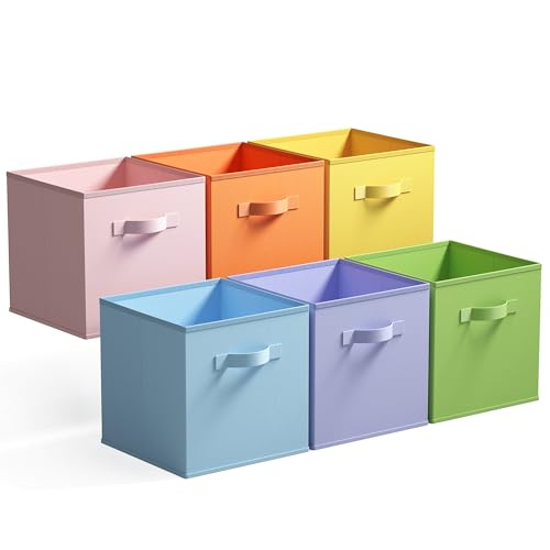 GRANNY SAYS 11x11 storage cubes for shelves, Rainbow-colored Storage Boxes for Cube Storage, 11-inch Cube Storage Bins for Organizing Clothes, Toys, and Books, Set of 6 - color: Pastel, size: 11 Inch-6 Pack