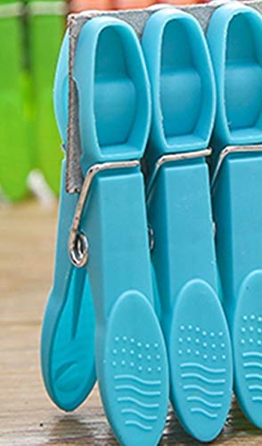 Strong Plastic Clothes Clips For Drying Heavy Duty Clothing Clamps Travel Clothespins Beach Towel Pegs 24 Pack Blue - color: Blue