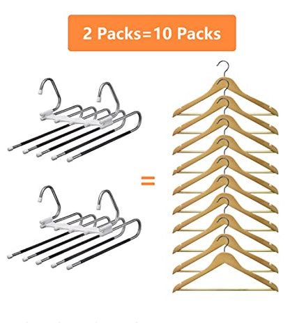 Kalimdor Pants Hangers 2 Pack Space Saving Metal Closet Organizer,Clothes Pants Hangers,Anti-Slip Design,Closet Organizers and Storage for Pants Jeans Skirts Scarf Legging - size: 2 Pack