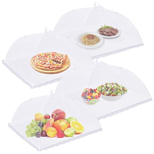 4 Pack Mesh Food Covers 17 inch, Large and Tall Food Covers, Pop-Up Mesh Food Covers Tent Umbrella for BBQs, Outdoors, Screen Tents, Parties Picnics, Fruit Cover - size: 4 Pack, 17 Inch