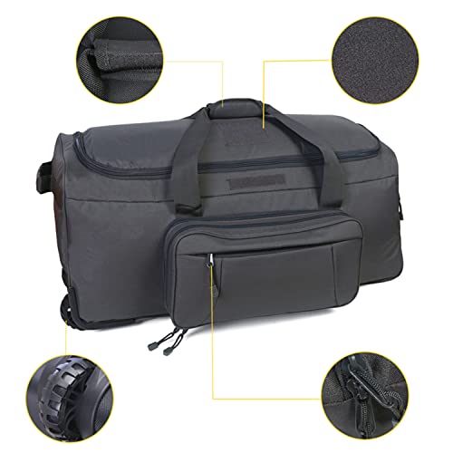 Greencity Duffel Bag Wheels Rolling Deployment Wheeled Military Suitcase Heavy-Duty Extra large deployment bag Capacity 32 Inch，Grey - color: Grey