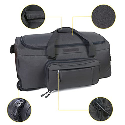 Greencity Duffel Bag Wheels Rolling Deployment Wheeled Military Suitcase Heavy-Duty Extra large deployment bag Capacity 32 Inch，Grey - color: Grey