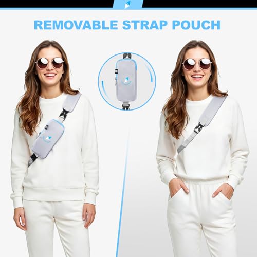 Seektop RFID Anti-Theft Crossbody Bag Sling Backpack for Women & Men, Casual Chest Daypack for Daily Travel - color: White Blue