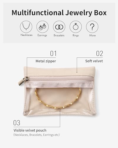 VLANDO 33 Pcs Travel Jewelry Case Velvet Jewelry Pouch with Zipper Clear Travel Jewelry Bag Jewelry Travel Organizer for Travel Business Trip Mother Day Mom Gifts for Mom Wife Women - color: A.33 PCS