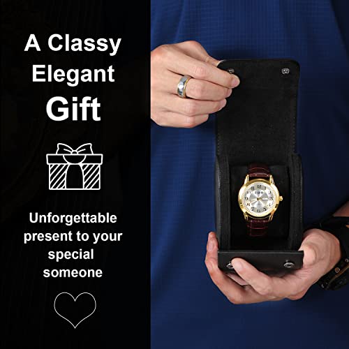 ROSELLE Watch Case for Men and Women with Suede Lining - Watch Roll Travel Case - Storage Organizer and Display(Black Cross-1 Slot) - color: Black-1