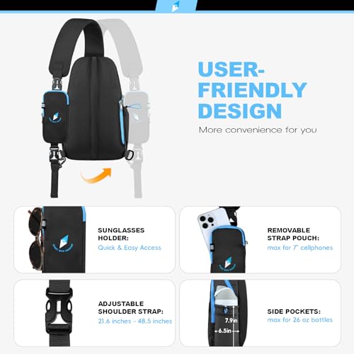 Seektop RFID Anti-Theft Crossbody Bag Sling Backpack for Women & Men, Casual Chest Daypack for Daily Travel - color: Black
