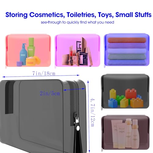 ZHOOGE 6 Pack Clear Cosmetic Bag Makeup Bags Toiletry Bag with Zipper and Handle, TSA Approved Clear Organizer Bags, PVC Cosmetic Pouch for Women and Men Fit Carry-on Travel Essentials - color: C-6 Color