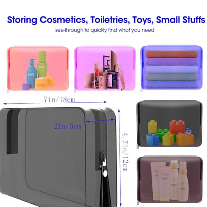 ZHOOGE 6 Pack Clear Cosmetic Bag Makeup Bags Toiletry Bag with Zipper and Handle, TSA Approved Clear Organizer Bags, PVC Cosmetic Pouch for Women and Men Fit Carry-on Travel Essentials - color: C-6 Color