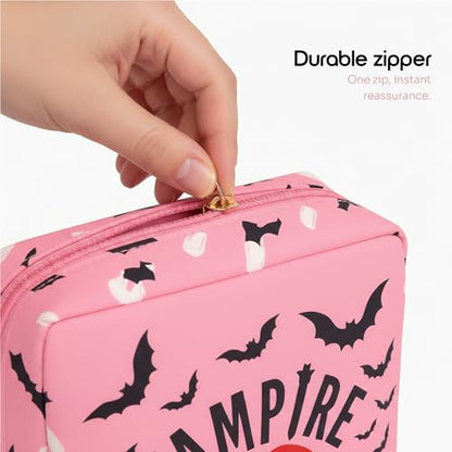 Period Pouch – Compact, Stylish, Discreet Period Bag For School with Waterproof Lining Fits Pads & Tampons, Cute Pad Bag for Teens, Travel, School, Girls Period Kit - color: Pink