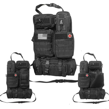 8 Pack Tactical Molle Car Seat Back Organizer Vehicle Panel with 7 Detachable Molle Pouch for Car Truck Ford Jeep Vehicle Automotive Organizer For Man Combined On Demand (7 Pouches) - style: 7 Pouches