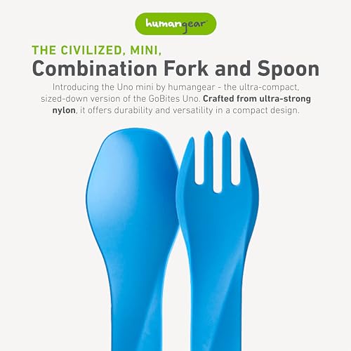 humangear GoBites Uno | Travel & Camping Utensils | Portable & Convertible Dining Ware | Multi-Functional Spork, Light Blue - color: Light Blue
