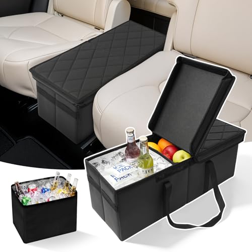Car Seat Organizer for Kia Telluride 2020-2026 w/Built-In Cooler Bag, Telluride Second Car Console Organizer w/Non-Slip Strips, Foldable Backseat Organize for Dog Toys Kids Snacks Travel Storage Box - size: for Telluride 2020-2026