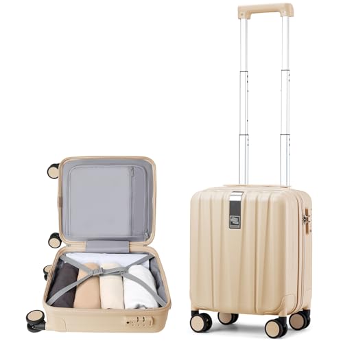 Hanke 14 Inch Underseat Carry On Luggage with Wheels Hard Shell Suitcases Carry On Bag Lightweight Small Mini Suitcase Travel Luggage for Travel Christmas Gifts for Birthday（Cuba Sand） - color: Cuba Sand, size: Underseat 14 Inch