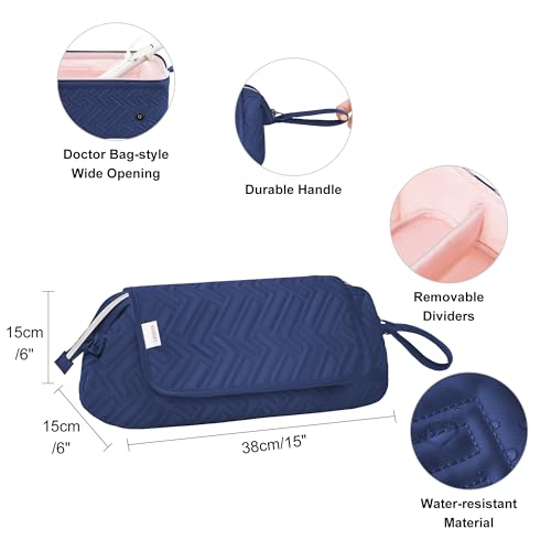 Leudes Hair Tools Travel Bag for Women Heat Resistant Mat for Travel Essentials Hot Tools Straighteners,Flat Irons,Curling Iron,Hot Air Brushes and Hair Dryer Organizer Bags 2 in 1 (Navy Blue) - color: Navy Blue
