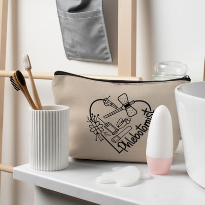 Phlebotomist Gifts,Nurse Phlebotomist Makeup Bag for Women, Future Nurse Gifts Supplies Cosmetic Bag Travel Toiletry Bag for Women, Stethoscope Medical Zipper Makeup Pouch - color: Phlebotomist