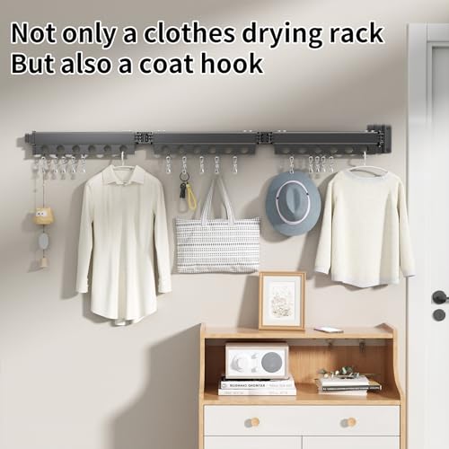 Clothes Drying Rack Foldable Wall Mounted Drying Rack 3 Fold Black-Laundry Drying Rack Durable Clothing Racks for Hanging Clothes - color: Tri-fold Black