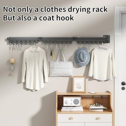 Clothes Drying Rack Foldable Wall Mounted Drying Rack 3 Fold Black-Laundry Drying Rack Durable Clothing Racks for Hanging Clothes - color: Tri-fold Black