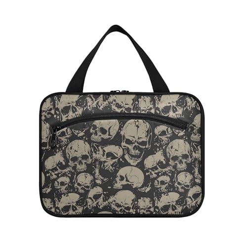MNSRUU Hanging Toiletry Bags for Women Travel, Gothic Grunge Skulls Toiletry Organizer Portable Travel Toiletry Bags Clear Wash Bags Makeup Bag Cosmetic Bag - color: Skulls 021