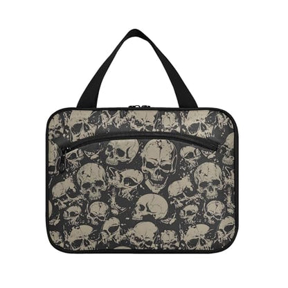 MNSRUU Hanging Toiletry Bags for Women Travel, Gothic Grunge Skulls Toiletry Organizer Portable Travel Toiletry Bags Clear Wash Bags Makeup Bag Cosmetic Bag - color: Skulls 021