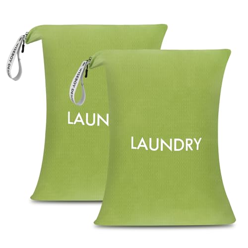 WiseBoy 2 Pack Laundry Bags, Travel Laundry Bag for Dirty Clothes, Washable Nylon Wet Dry Bag, Swimming Yoga Bathing Suit Workout Wet Dry Bags - color: Green