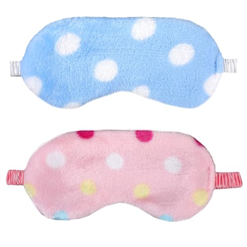 2PCS Plush Sleeping Eye Mask, Soft Plush Eye Mask, Fuffy Eye Cover Comfortable Sleep Mask Blindfold Rainbow Faux Fur Eye Shade for Women, Men and Kids Travel Nap Sleeping(Dot) - color: Dot