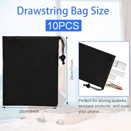10-Pack Drawstring Bags with Toggle Closure - Lightweight & Durable Nylon Gym Bags for Sports, Travel and Daily Use - size: 8 x11 Inch