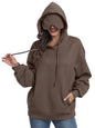 SeSe Code Hoodie With Eye Mask Waffle Hooded Sweatshirts Womens Travel Airplane Sleep Hoodies Mens Oversized Pullover - color: Brown, size: X-Large