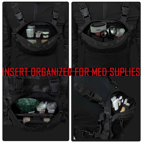 3 Piece EDC Elastic Bag Insert Pouch Panel Hook Backed Accessories Holder, Tactical Backpack Insert Modular Organizers and Storage Pouch - color: Tan