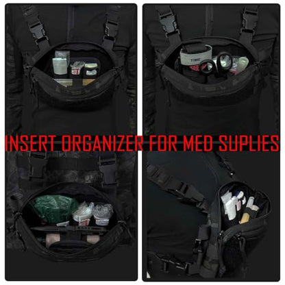 3 Piece EDC Elastic Bag Insert Pouch Panel Hook Backed Accessories Holder, Tactical Backpack Insert Modular Organizers and Storage Pouch - color: Green