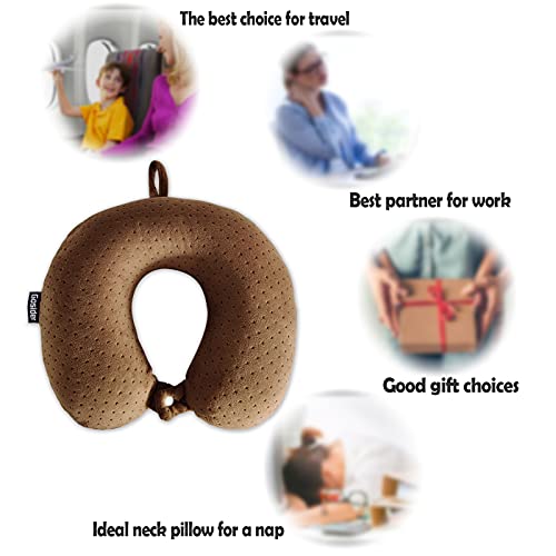 Memory Foam Travel Pillow, Comfortable Travel Neck Pillow U Shape, Support Neck and Head to Relieve Fatigue, Portable Neck Pillow Suitable for Planes, Trains, Self-Driving Cars - color: Brown