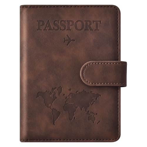 Eoehro Passport Holder for Travel Essentials, Passport Wallet Cover Case for Travel Must Haves Accessories,Passport Book Holders for Women and Men(coffee) - color: C-magnetic clasp- coffee, style: Magnetic Clasp