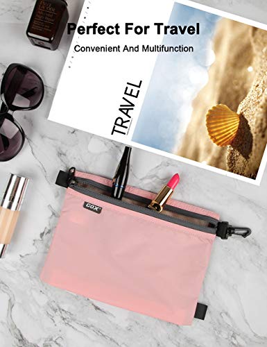 GOX Travel Toiletry Bag Carry On Zipper Pouch Cosmetic Kit Makeup Digital Bag Water Repellent Nylon (Pink) - color: Pink