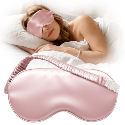Umisleep Sleep Mask for 100% Pure Mulberry Silk, 22 Momme 6A Soft Eye Masks for Sleep, Adjustable Sleep Masks for Women Men, Light Blocking Sleeping Mask, Silk Eye Mask for Sleeping, Blindfold, Pink - color: Pink