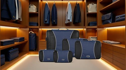 GOX Ultra Light 5 piece Packing Cubes Travel Luggage Organizer 1 Large 2 Medium 2 Small - color: Navy