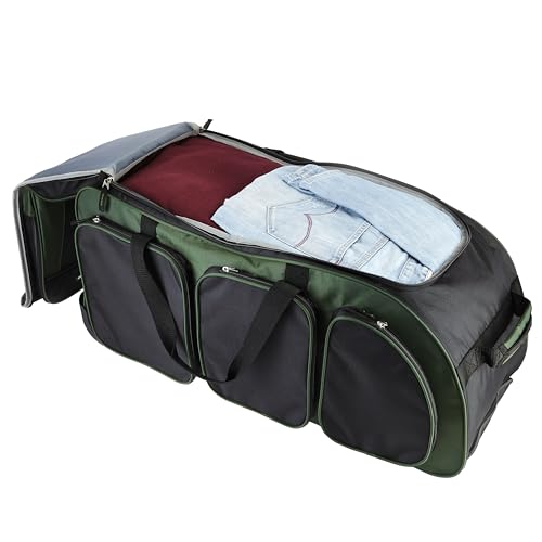 Travelers Club Xpedition 30 Inch Multi-Pocket Upright Rolling Duffel Bag - color: Forest Green