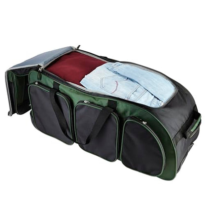 Travelers Club Xpedition 30 Inch Multi-Pocket Upright Rolling Duffel Bag - color: Forest Green